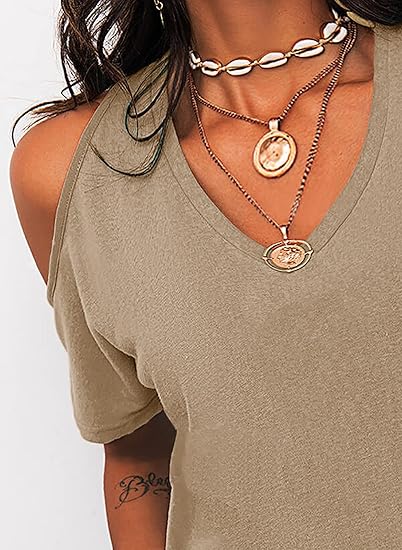 Women’s V-Neck Cold Shoulder Shirts
