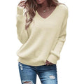 Women’s V-Neck Long Sleeve Loose Pullover Sweater